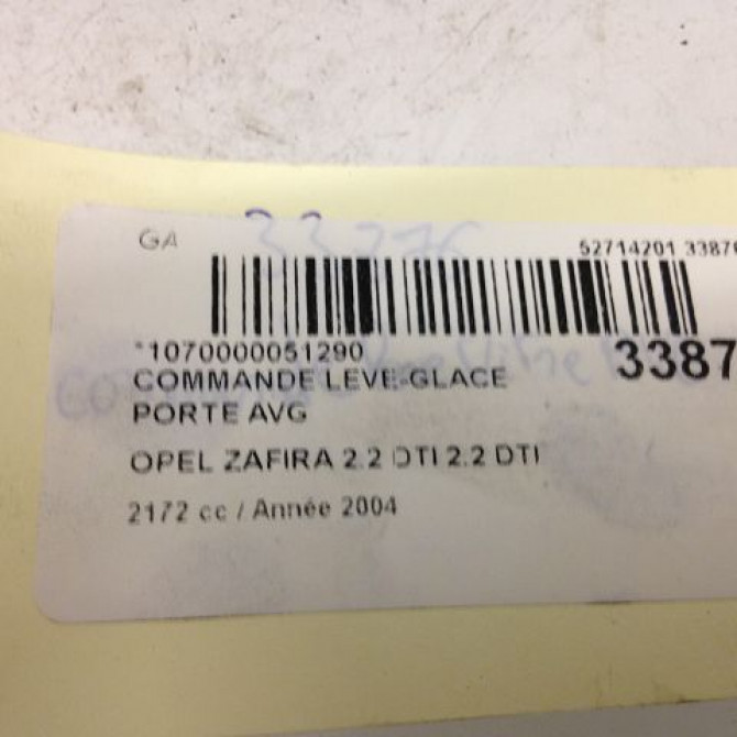 Commande lève-glace porte avant gauche occasion OPEL ZAFIRA I Phase 1 03-1999->07-2005 2.2 DTI 16v 125ch 9100300 4