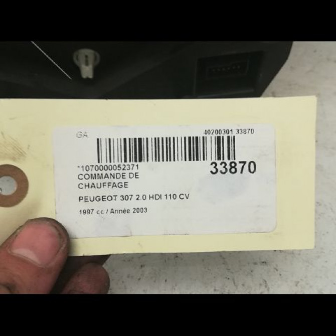 Commande de chauffage occasion PEUGEOT 307 Phase 1 04-2001->06-2005 1.4 HDI 8v 70ch 4