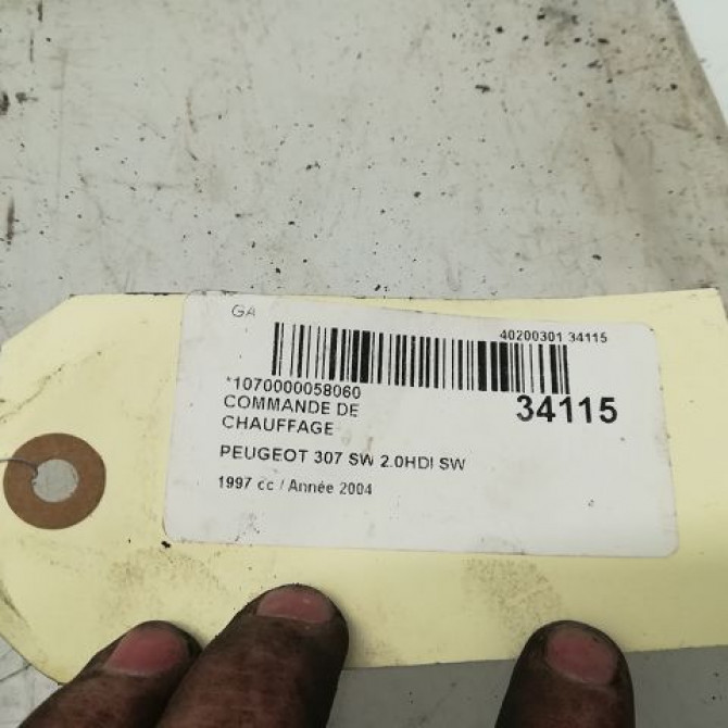 Commande de chauffage occasion PEUGEOT 307 Phase 1 04-2001->06-2005 2.0 HDI 110ch 4