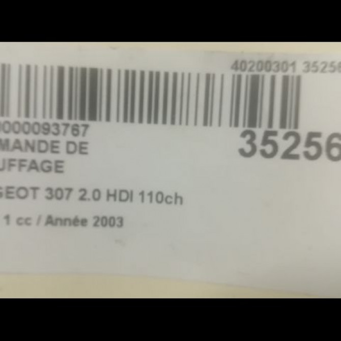 Commande de chauffage occasion PEUGEOT 307 Phase 1 04-2001->06-2005 2.0 HDI 110ch 3