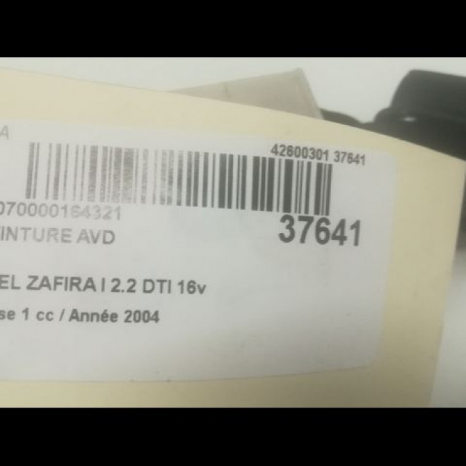 Ceinture avant droite occasion OPEL ZAFIRA I Phase 1 03-1999->07-2005 2.2 DTI 16v 125ch 4