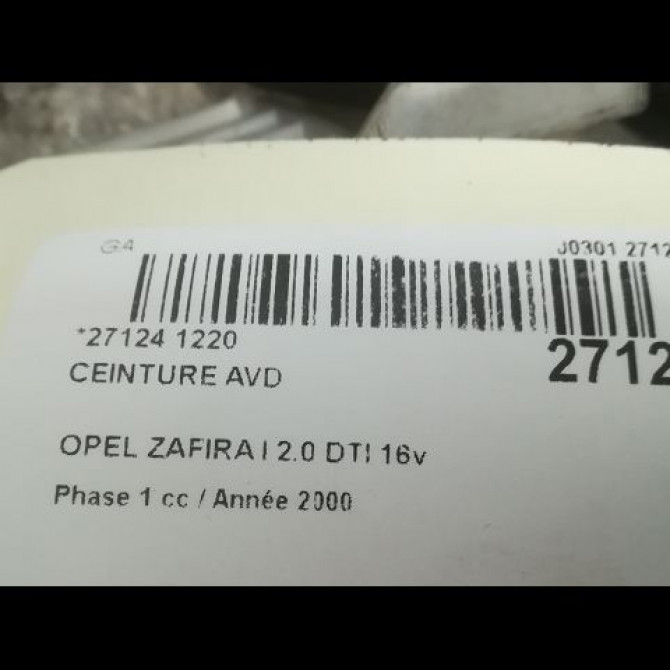 Ceinture avant droite occasion OPEL ZAFIRA I Phase 1 03-1999->07-2005 2.0 DTI 16v 100ch 4