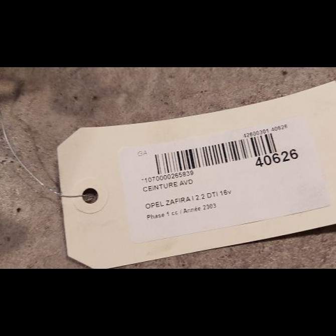 Ceinture avant droite occasion OPEL ZAFIRA I Phase 1 03-1999->07-2005 2.2 DTI 16v 125ch 2