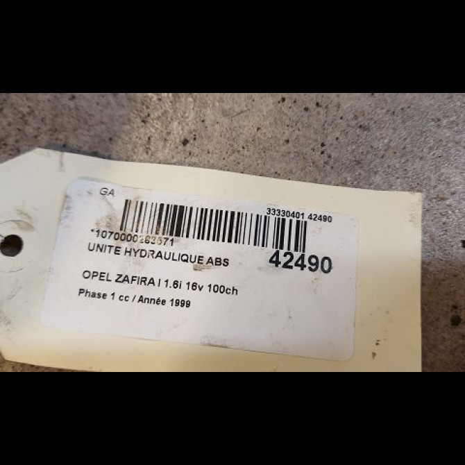Unité hydraulique ABS occasion OPEL ZAFIRA I Phase 1 03-1999->07-2005 1.6i 16v 100ch 9120525 3