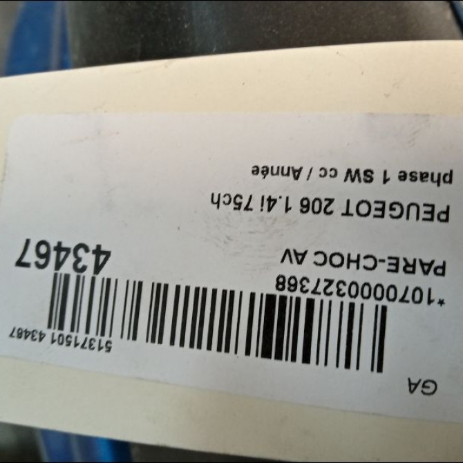 Pare-choc avant occasion PEUGEOT 206 206 phase 1 SW 2002-06-01->2006-12-31 1.4i 75ch 7401N2 3