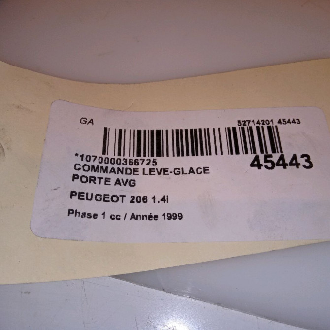 Commande lève-glace porte avant gauche occasion PEUGEOT 206 Phase 1 09-1998->03-2009 1.4i 6552WP 4