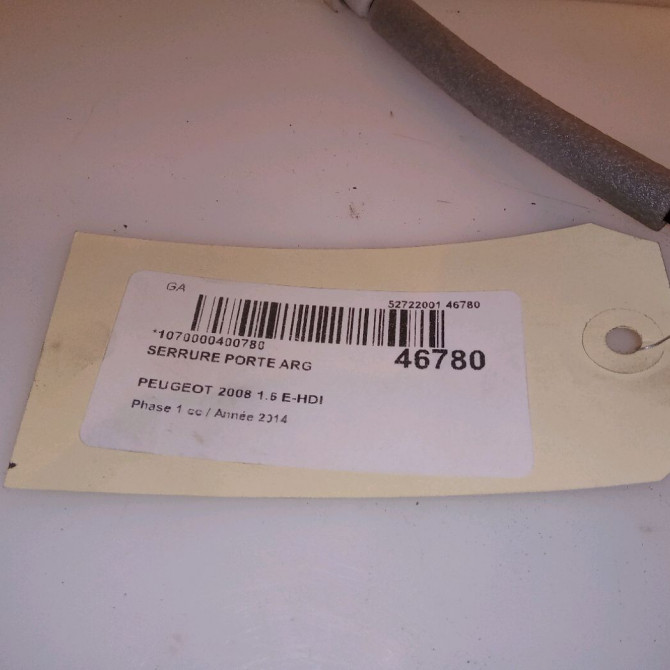 Serrure porte arg occasion PEUGEOT 2008 Phase 1 01-2013->... 1.6 E-HDI 92ch 9812501480 5