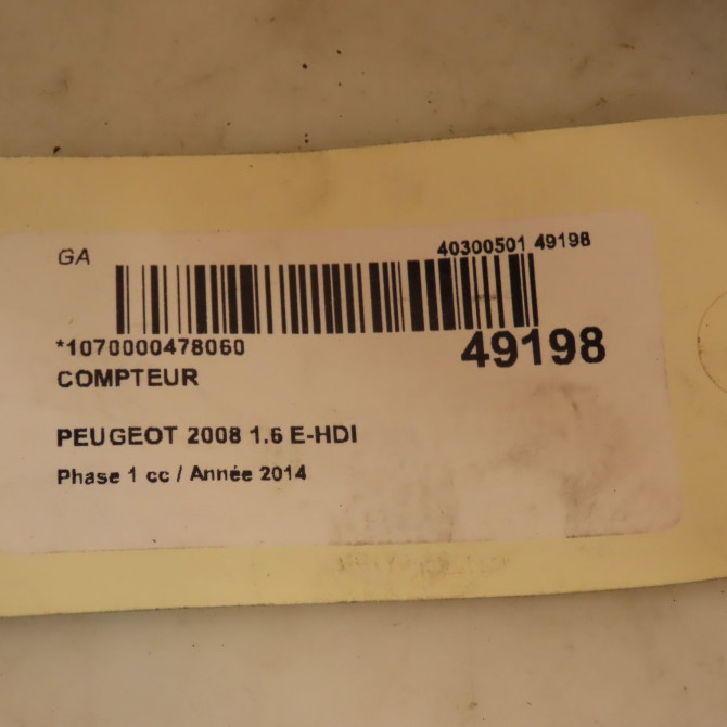 Compteur occasion PEUGEOT 2008 Phase 1 01-2013->... 1.6 E-HDI 92ch 9822703980 5