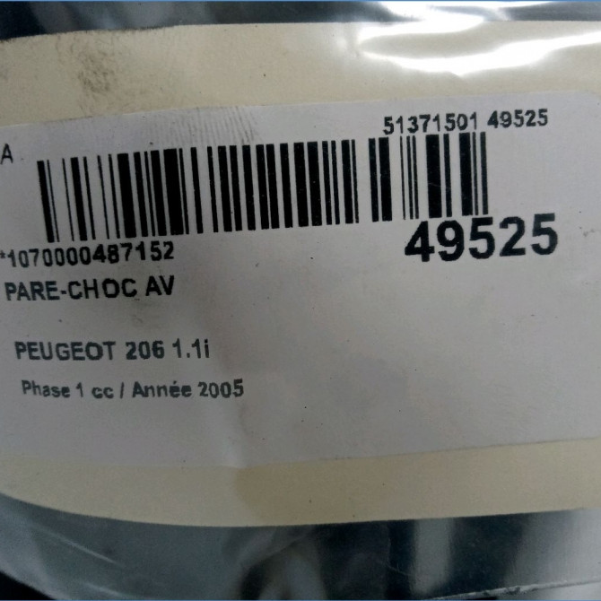 Pare-choc avant occasion PEUGEOT 206 Phase 1 09-1998->03-2009 1.1i 7401N2 2