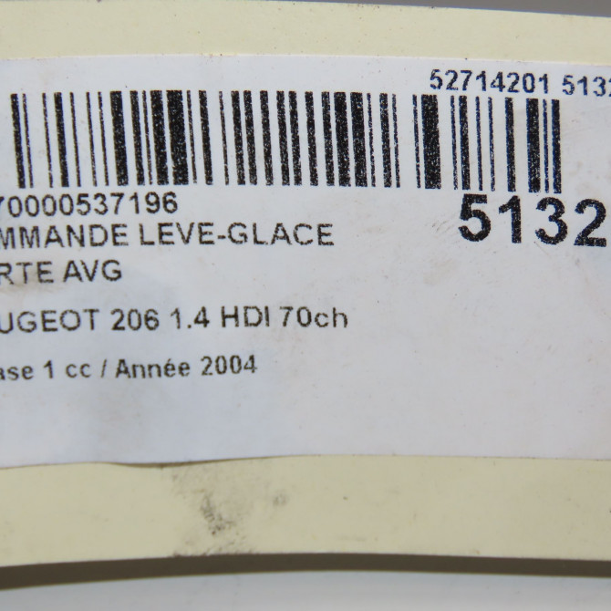 Commande lève-glace porte avant gauche occasion PEUGEOT 206 Phase 1 09-1998->03-2009 1.4 HDI 70ch 6552WP 5