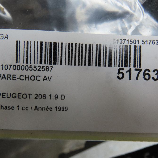 Pare-choc avant occasion PEUGEOT 206 Phase 1 09-1998->03-2009 1.9 D 7401N2 8