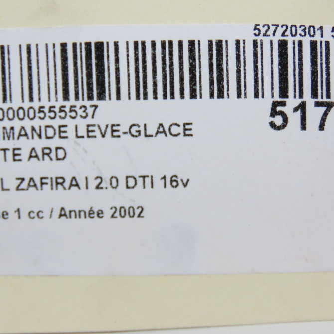 Commande leve-glace porte arrière droite occasion OPEL ZAFIRA I Phase 1 03-1999->07-2005 2.0 DTI 16v 100ch 4