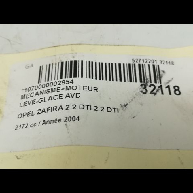 Mecanisme + moteur lève-glace avant droit occasion OPEL ZAFIRA I Phase 1 03-1999->07-2005 5