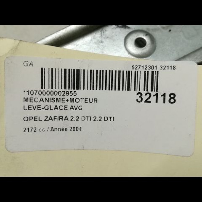 Mecanisme+moteur leve-glace avg occasion OPEL ZAFIRA I Phase 1 03-1999->07-2005 5