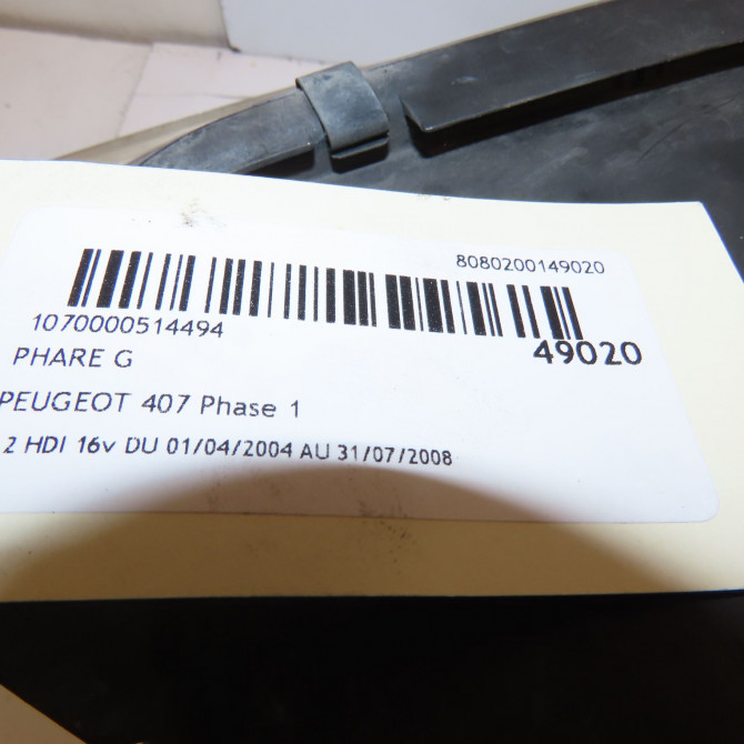 Phare gauche occasion PEUGEOT 407 Phase 1 04-2004->07-2008 2.2 HDI 16v 620890 4