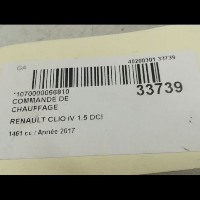 Commande de chauffage occasion RENAULT CLIO IV Phase 1 07-2012->... 1.5 DCI 90ch 275105430R 4