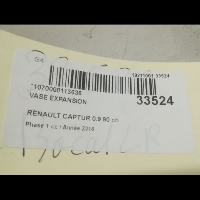 Vase expansion occasion RENAULT CAPTUR Phase 1 02-2013->... 0.9 90 ch 217104354R 3