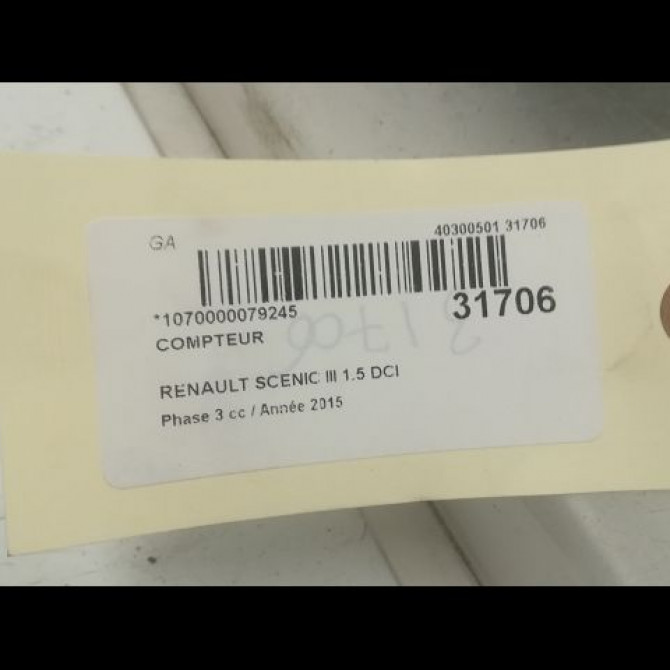Compteur occasion RENAULT SCENIC III Phase 3 04-2013->... 1.5 DCI 110ch 248108273R 3