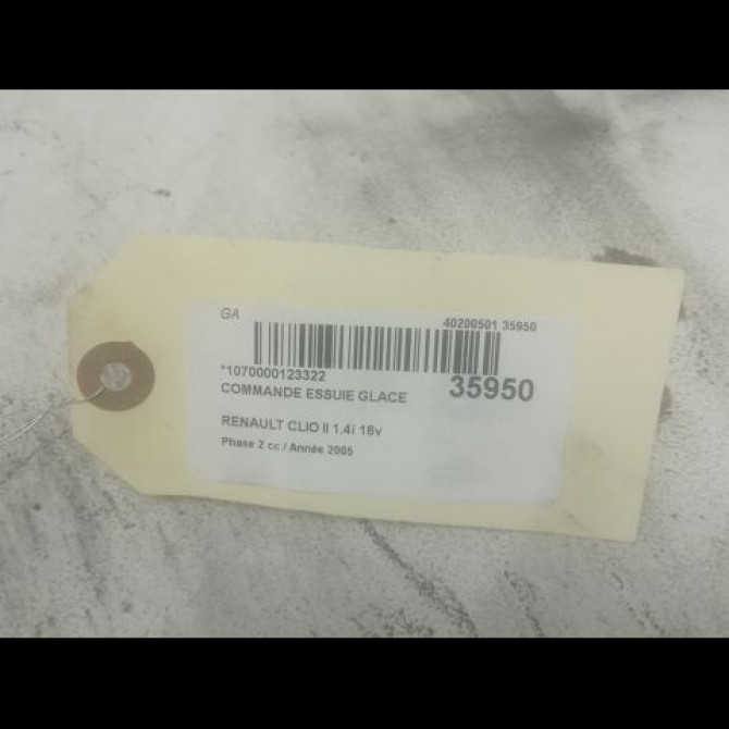 Commande essuie glace occasion RENAULT CLIO II Phase 2 06-2001->07-2006 1.4i 16v 3