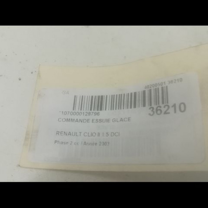 Commande essuie glace occasion RENAULT CLIO II Phase 2 06-2001->07-2006 1.5 DCI 80ch 3