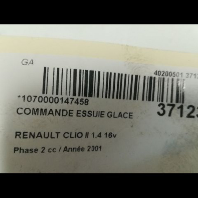 Commande essuie glace occasion RENAULT CLIO II Phase 2 06-2001->07-2006 1.4 16v 3