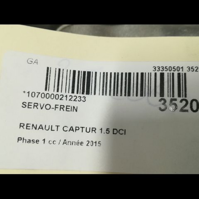 Servo-frein occasion RENAULT CAPTUR Phase 1 02-2013->... 1.5 DCI 90ch 472109056R 3