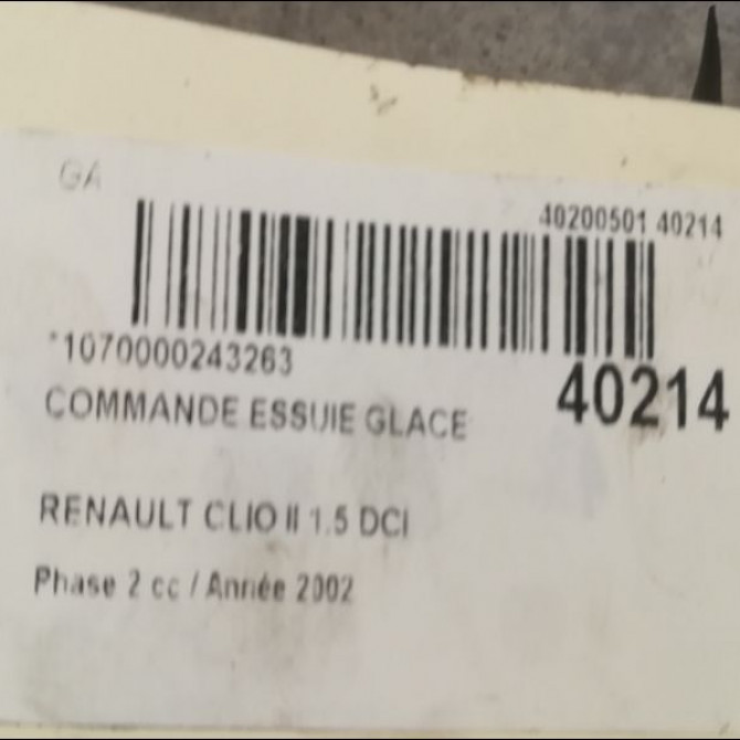 Commande essuie glace occasion RENAULT CLIO II Phase 2 06-2001->07-2006 1.5 DCI 80ch 3