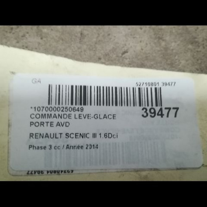 Commande lève-glace porte avant droite occasion RENAULT SCENIC III Phase 3 04-2013->... 1.6Dci 130ch 3