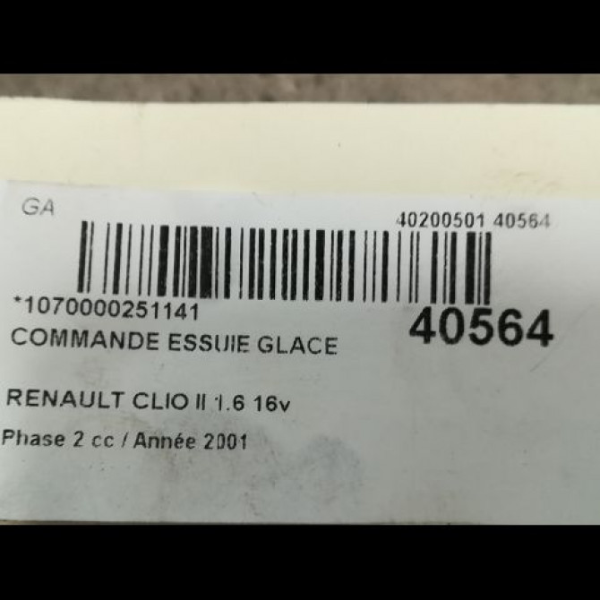 Commande essuie glace occasion RENAULT CLIO II Phase 2 06-2001->07-2006 1.6 16v 3