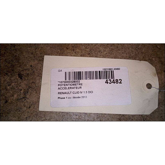 Potentiometre accelerateur occasion RENAULT CLIO IV Phase 1 07-2012->... 1.5 DCI 75ch 2