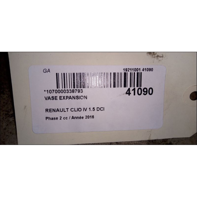 Vase expansion occasion RENAULT CLIO IV Phase 2 08-2016->... 1.5 DCI 75ch 217104354R 3