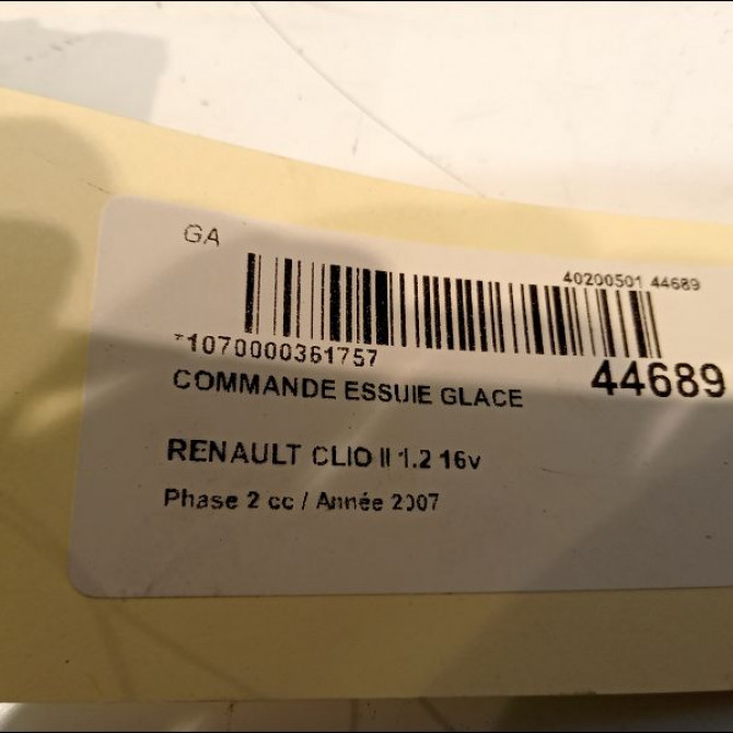 Commande essuie glace occasion RENAULT CLIO II Phase 2 06-2001->07-2006 1.2 16v 3