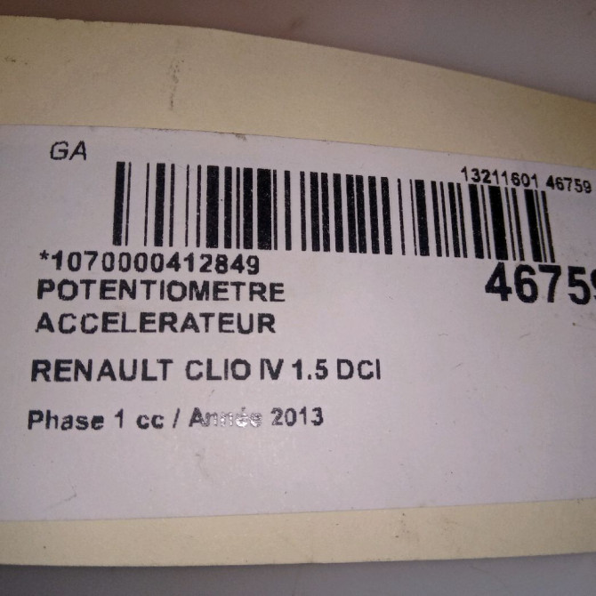 Potentiometre accelerateur occasion RENAULT CLIO IV Phase 1 07-2012->... 1.5 DCI 90ch 5