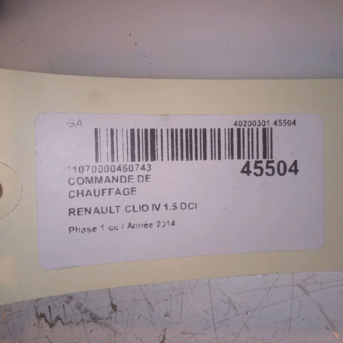 Commande de chauffage occasion RENAULT CLIO IV Phase 1 07-2012->... 1.5 DCI 75ch 275105430R 4