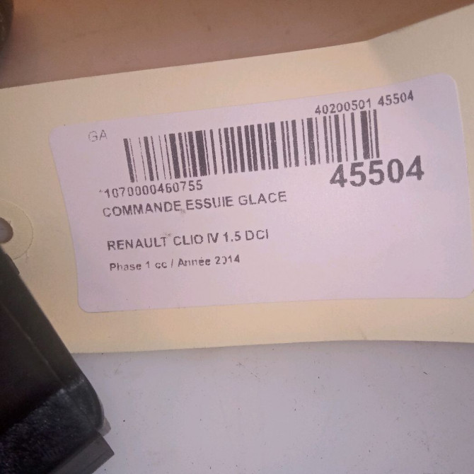 Commande essuie glace occasion RENAULT CLIO IV Phase 1 07-2012->... 1.5 DCI 75ch 8201168016 4