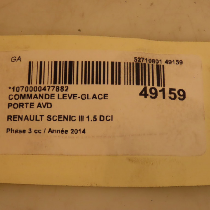 Commande lève-glace porte avant droite occasion RENAULT SCENIC III Phase 3 04-2013->... 1.5 DCI 110ch 4