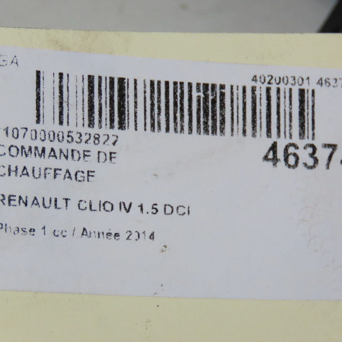 Commande de chauffage occasion RENAULT CLIO IV Phase 1 07-2012->... 1.5 DCI 90ch 275105430R 5