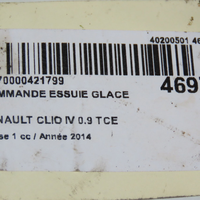 Commande essuie glace occasion RENAULT CLIO IV Phase 1 07-2012->... 0.9 TCE 90ch 8201168016 5