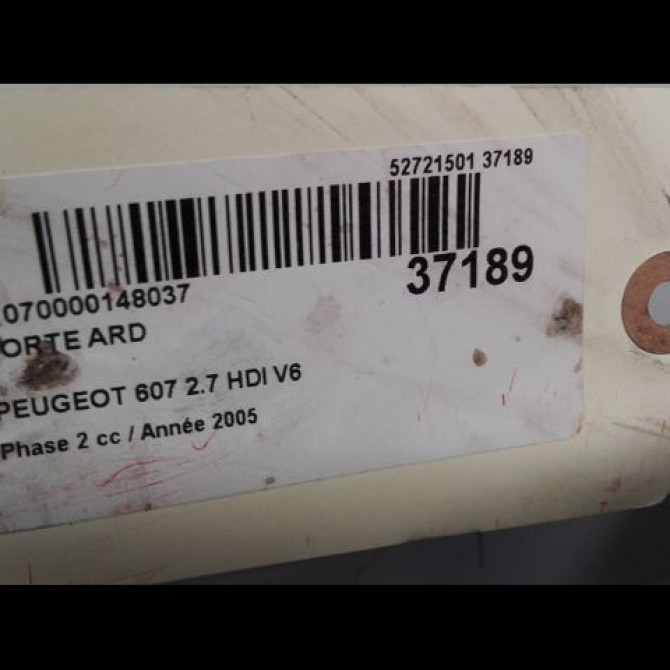 Porte arrière droite occasion PEUGEOT 607 Phase 2 09-2004->12-2010 2.7 HDI V6 204ch 9008C6 3