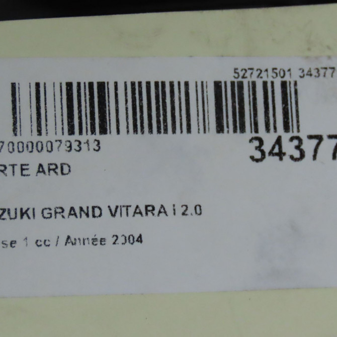 Porte arrière gauche occasion SUZUKI GRAND VITARA I Phase 1 04-1998->09-2005 2.0 TD 110ch 6800465820 6