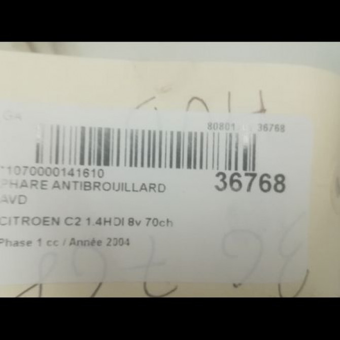 Phare antibrouillard avant droit occasion CITROEN C2 Phase 1 09-2003->10-2008 1.4HDI 8v 70ch 6208E1 3