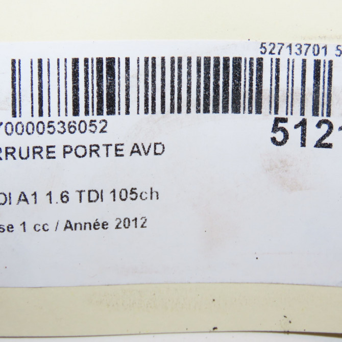 Serrure porte avd occasion AUDI A1 Phase 1 06-2010->03-2015 1.6 TDI 105ch 8J1837016E 6