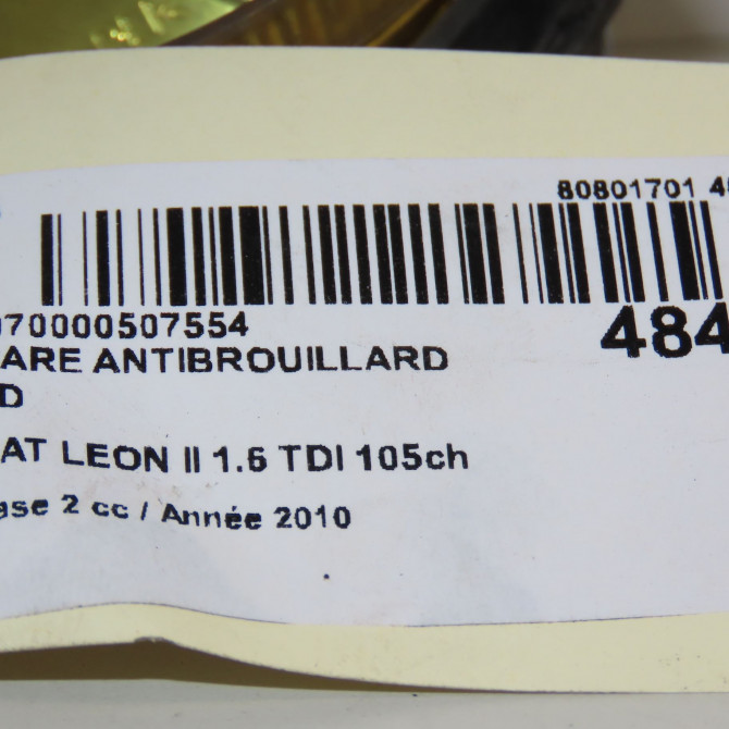 Phare antibrouillard avant droit occasion SEAT LEON II Phase 2 05-2009->09-2012 1.6 TDI 105ch 6J0941702B 5