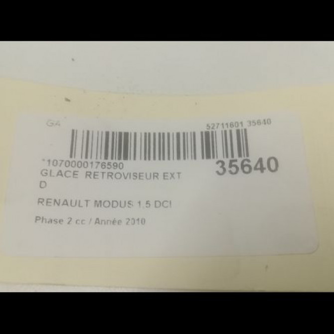 Glace  retroviseur exterieur droit occasion RENAULT MODUS Phase 2 01-2008->12-2012 1.5 DCI 75ch 7701069554 2