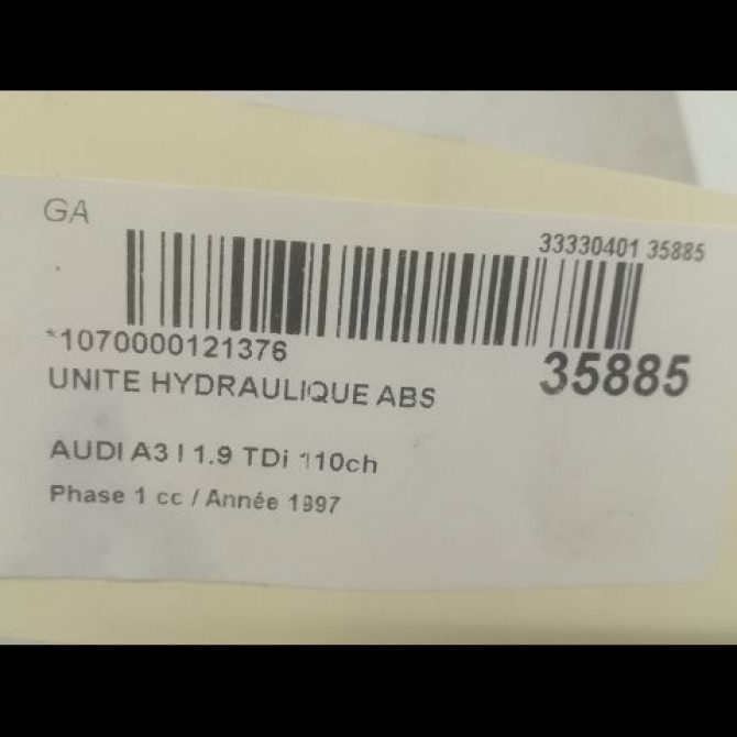 Unité hydraulique ABS occasion AUDI A3 I Phase 1 09-1996->10-2000 1.9 TDi 110ch 3