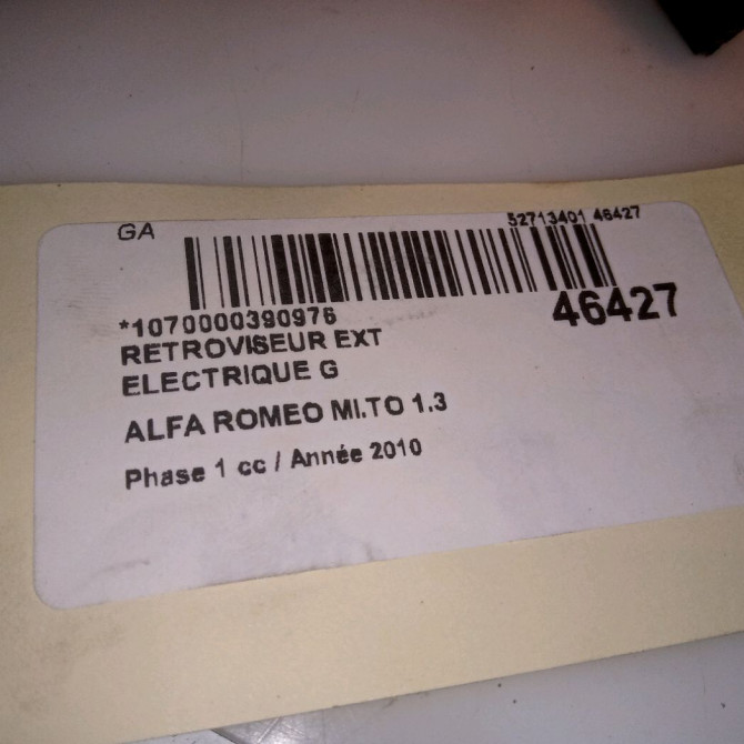 Retroviseur exterieur electrique gauche occasion ALFA ROMEO MI.TO MI.TO Phase 1 2008-09-01->2016-12-31 1.3 JTDM 95ch 156106558 5