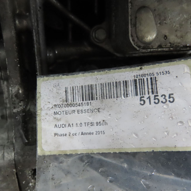 Moteur essence occasion AUDI A1 A1 Phase 2 2014-12-01->2019-06-30 1.0 TFSI 95ch 4C100098D 5