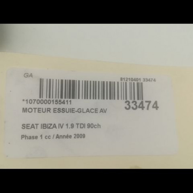 Moteur essuie-glace avant occasion SEAT IBIZA IV Phase 1 05-2008->01-2012 1.9 TDI 90ch 6R1955119 3