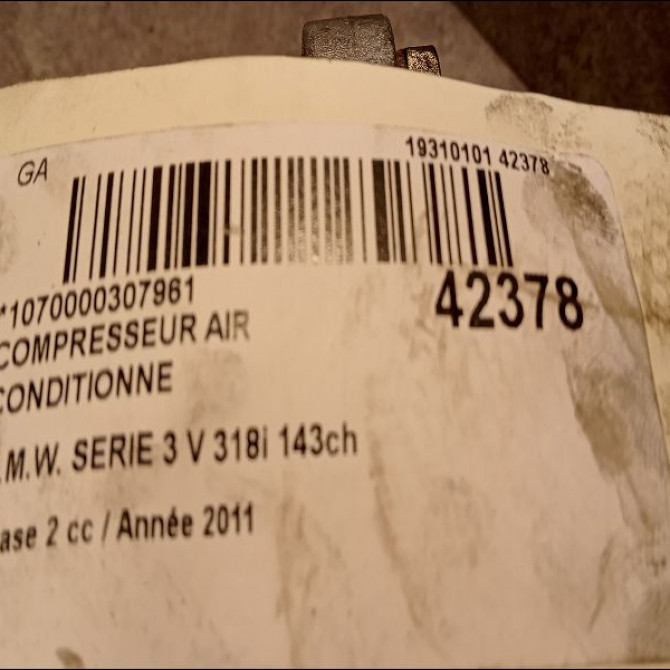 Compresseur air conditionne occasion B.M.W. SERIE 3 V Phase 2 09-2008->12-2011 318i 143ch 64529223694 4
