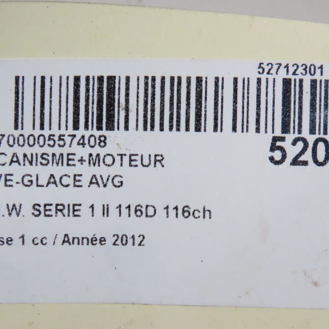 Mecanisme+moteur leve-glace avg occasion B.M.W. SERIE 1 II Phase 1 08-2011->06-2015 116D 116ch 51337281881 6
